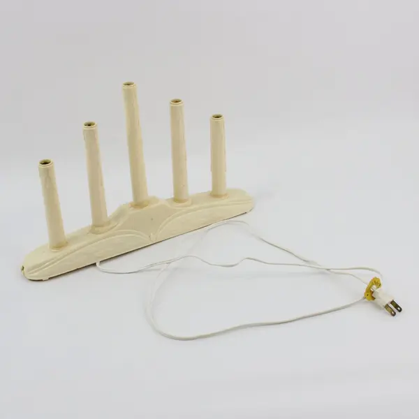 Vintage 5-Light Christmas Electric Candelabra Plastic Drip Holly Pattern