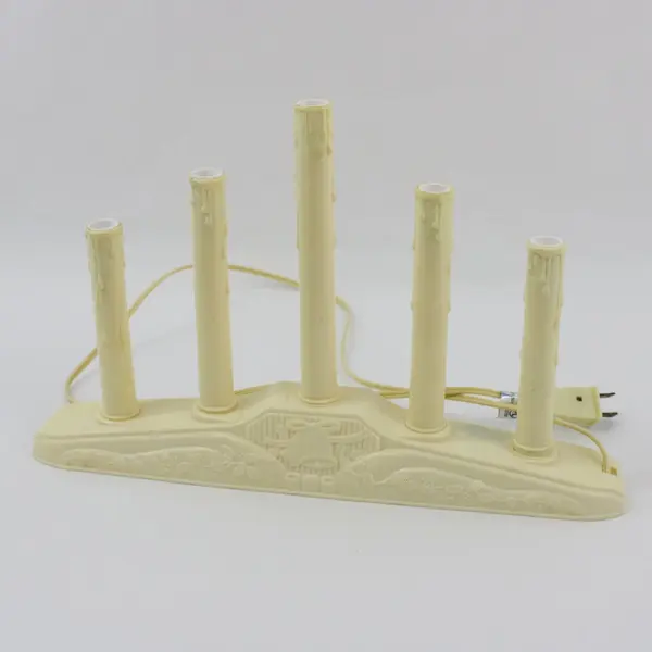 Vintage 5-Light Christmas Candelabra Plastic Drip Candles Holly Bell Working