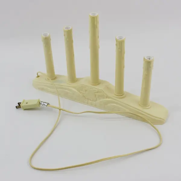 Vintage 5-Light Christmas Candelabra Plastic Drip Candles Holly Bell Working