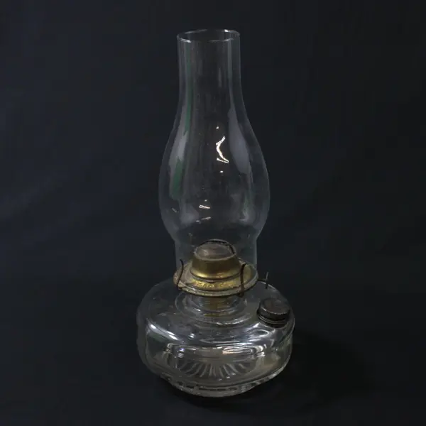 Vintage Clear Glass Eagle Oil or Kerosene Lamp Starburst Bottom