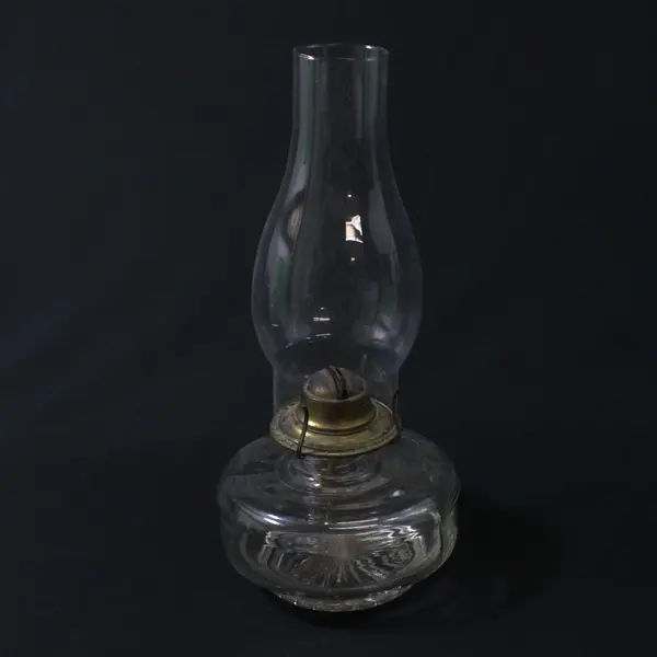 Vintage Clear Glass Eagle Oil or Kerosene Lamp Starburst Bottom