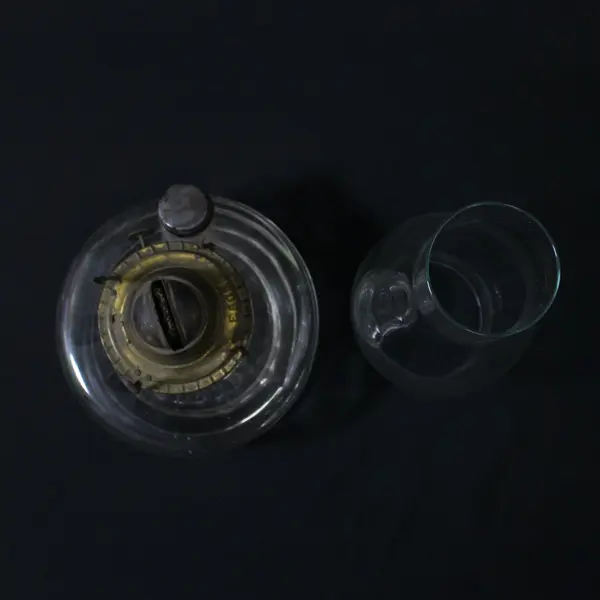 Vintage Clear Glass Eagle Oil or Kerosene Lamp Starburst Bottom