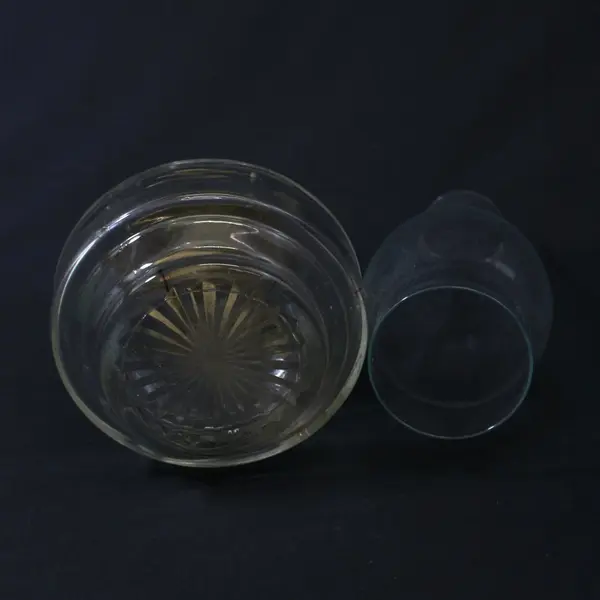 Vintage Clear Glass Eagle Oil or Kerosene Lamp Starburst Bottom