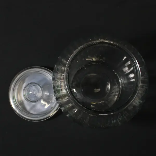 Ribbed Glass Storage Jar with Lid 8.5 Inch