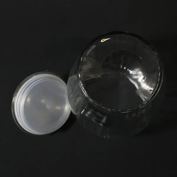 Ribbed Glass Storage Jar with Lid 8.5 Inch