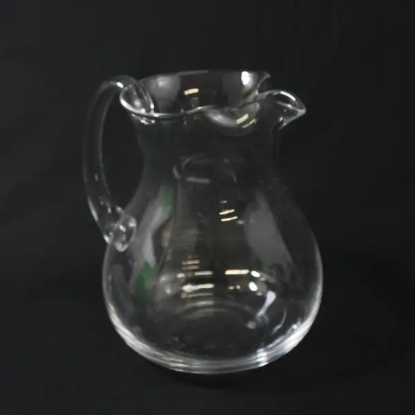 Vintage Round Clear Glass Pitcher With Ice Lip Spout 8.75”