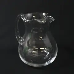 Vintage Round Clear Glass Pitcher With Ice Lip Spout 8.75”