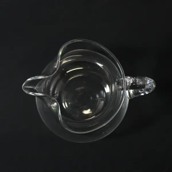 Vintage Round Clear Glass Pitcher With Ice Lip Spout 8.75”