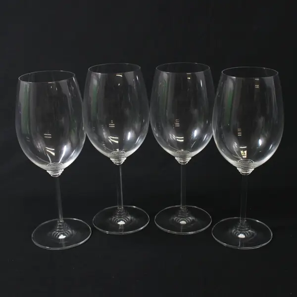 Set of 4 Clear Crystal Wine Glasses Smooth Long Stems 9 Inch