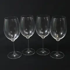 Set of 4 Clear Crystal Wine Glasses Smooth Long Stems 9 Inch
