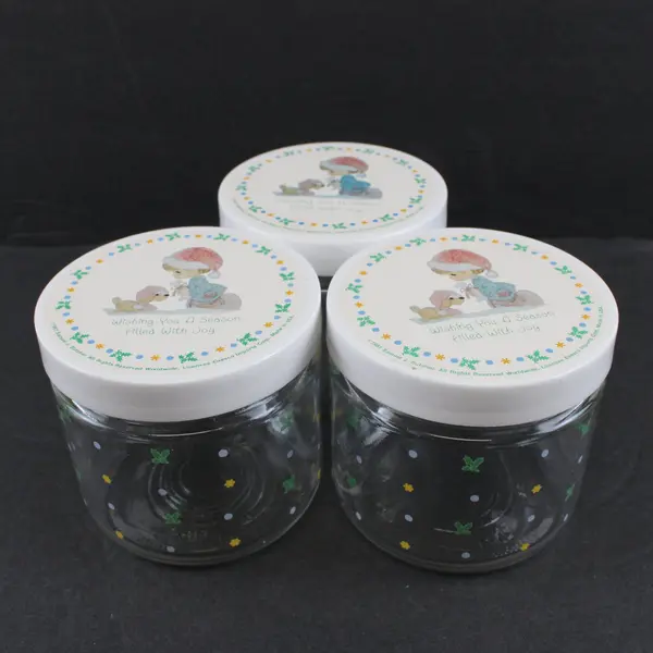 Precious Moments Christmas Jars With Lids Set of 3 Holiday Decor