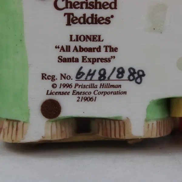Cherished Teddies Lionel All Aboard Santa Express Figurine 1996 Hillman 219061