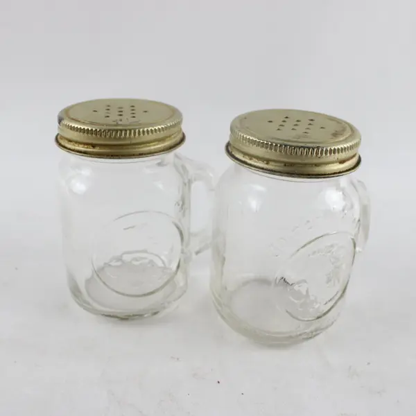 Lot of 2 Golden Harvest Mini Mason Jar Salt & Pepper Shakers 3.5"