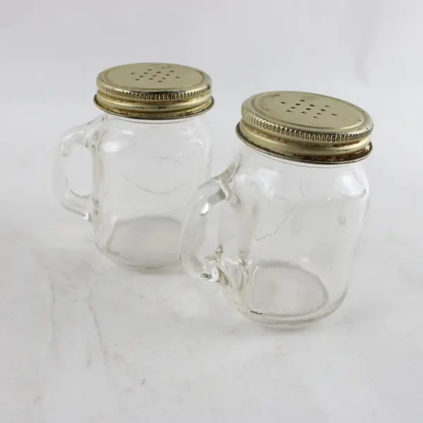 Lot of 2 Golden Harvest Mini Mason Jar Salt & Pepper Shakers 3.5"