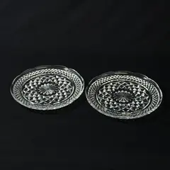 Lot Of 2 Anchor Hocking Wexford Pattern Clear Pressed Glass Bread Plates 6"