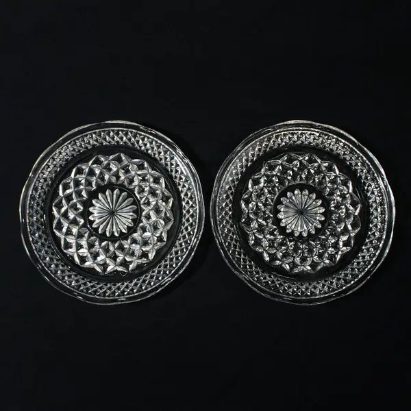 Lot Of 2 Anchor Hocking Wexford Pattern Clear Pressed Glass Bread Plates 6"