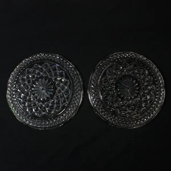 Lot Of 2 Anchor Hocking Wexford Pattern Clear Pressed Glass Bread Plates 6"