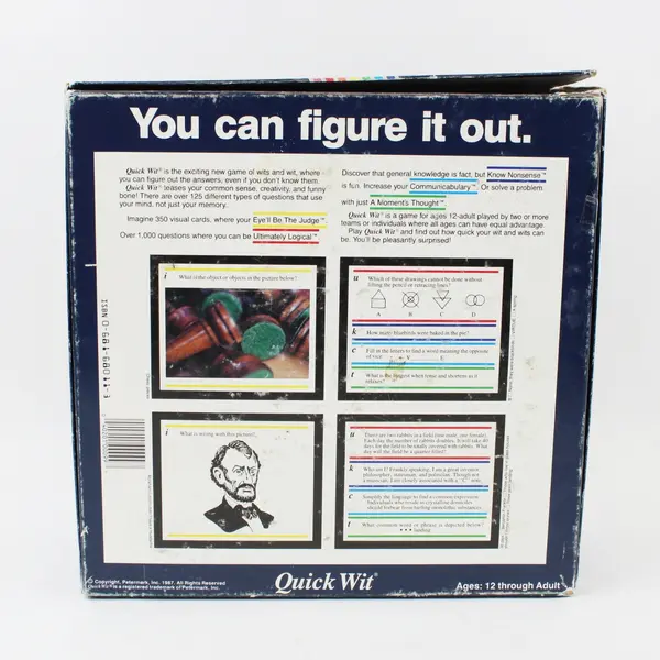 Vintage 1987 Petermark Quick Wit Board Game Common Sense Trivia