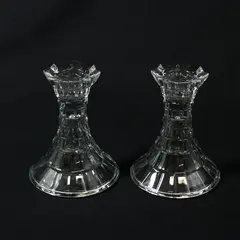 Pair of Wigwam Shaped Layered Glass Taper Candle Holders 4"