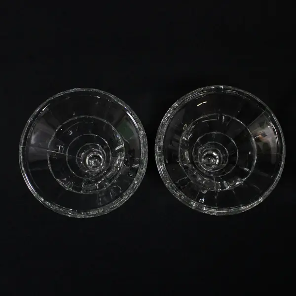 Pair of Wigwam Shaped Layered Glass Taper Candle Holders 4"