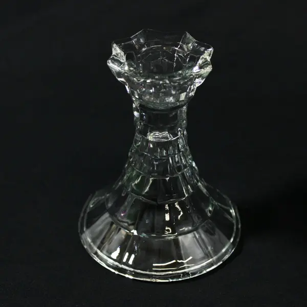 Pair of Wigwam Shaped Layered Glass Taper Candle Holders 4"