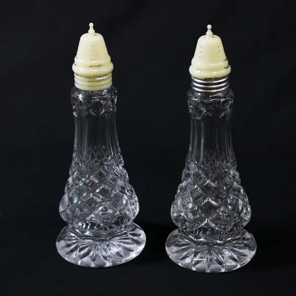 Galway Crystal Ashford Footed Salt & Pepper Set Clear 7.5"  Czech Republic