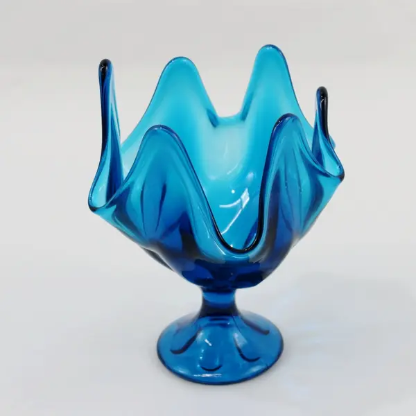 Blue Glass Handkerchief Vase 7.5"
