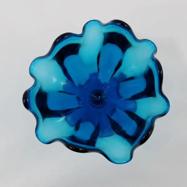 Blue Glass Handkerchief Vase 7.5"