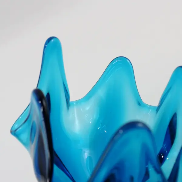 Blue Glass Handkerchief Vase 7.5"