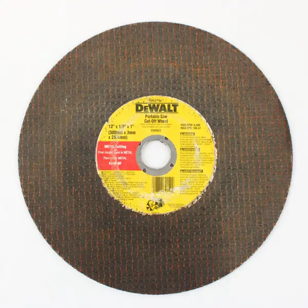 DEWALT DW8022 12in Portable Saw Cut-Off Wheel 1/8in x 1in Used
