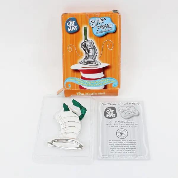 Dr. Seuss Cat in the Hat Silver-Plated Hanging Ornament BF-01-01 COA Packaging