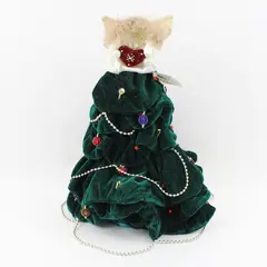 TJ's Christmas Tabletop Tree Dark Green Velvet Angel Beaded Garland