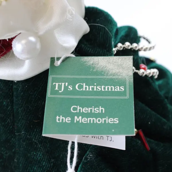 TJ's Christmas Tabletop Tree Dark Green Velvet Angel Beaded Garland