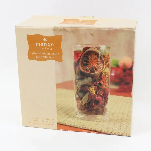 Mango Luscious Harvest Citrus Dried Potpourri Glass Cylinder Home Fragrance