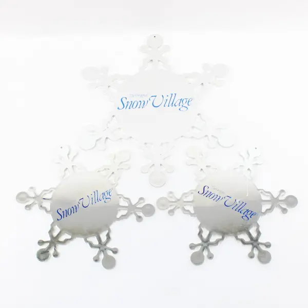 Lot of 5 Department 56 Silver Hanging Snowflakes Snow Village Heritage Village