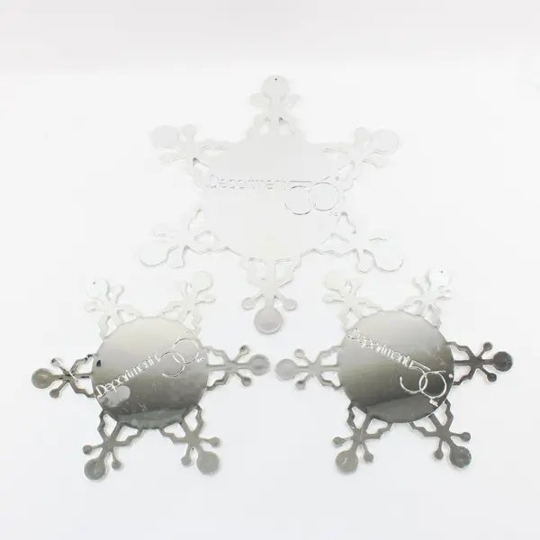 Lot of 5 Department 56 Silver Hanging Snowflakes Snow Village Heritage Village