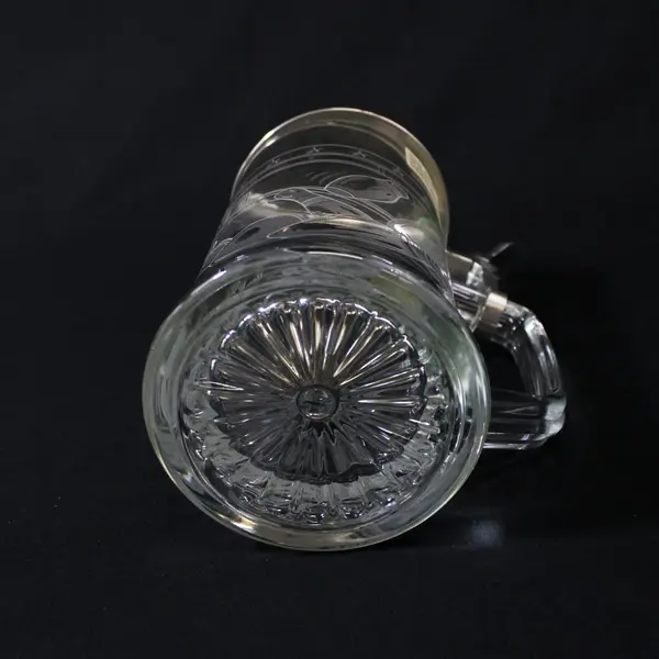 Domex Glass Beer Stein Etched Bowling Design Italian Glass German Components