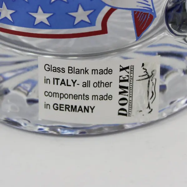 Domex Lidded Patriotic Beer Stein USA Eagle 95% Zinn Lid Italian Glass German
