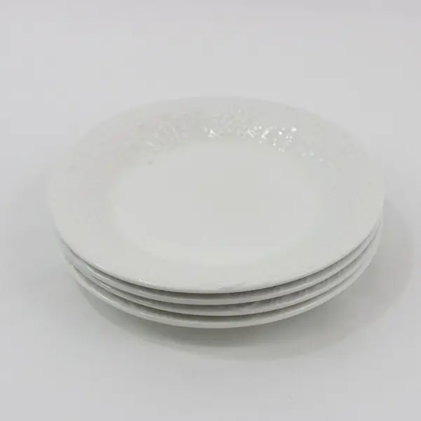 4 Gibson FOUR SEASONS Salad Dessert Plate 7.75" White Embossed Grapes 