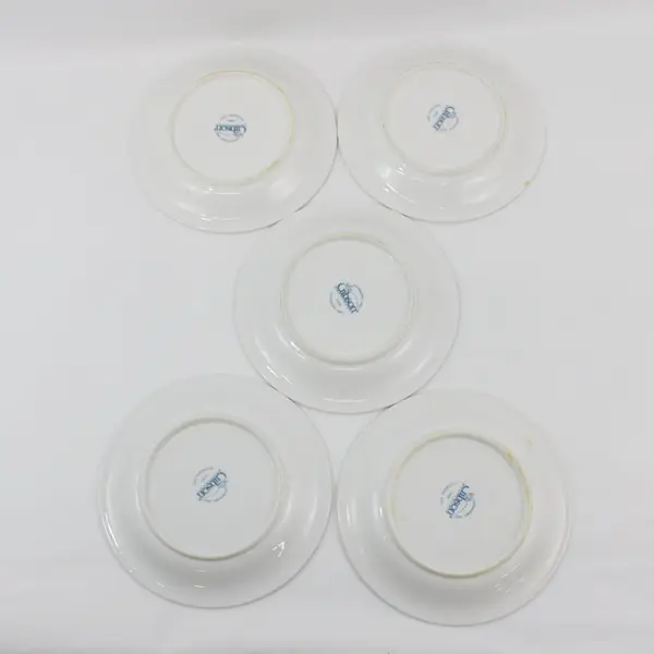 5 Gibson Four Seasons Salad Dessert Plate 7.75" White Embossed Grapes 