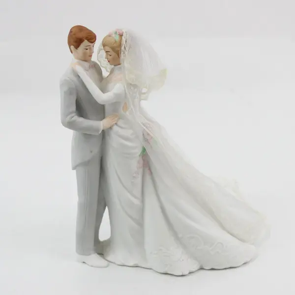 VTG 1987 Enesco Design Bride & Groom Cake Topper By GG Santiago Made In Korea