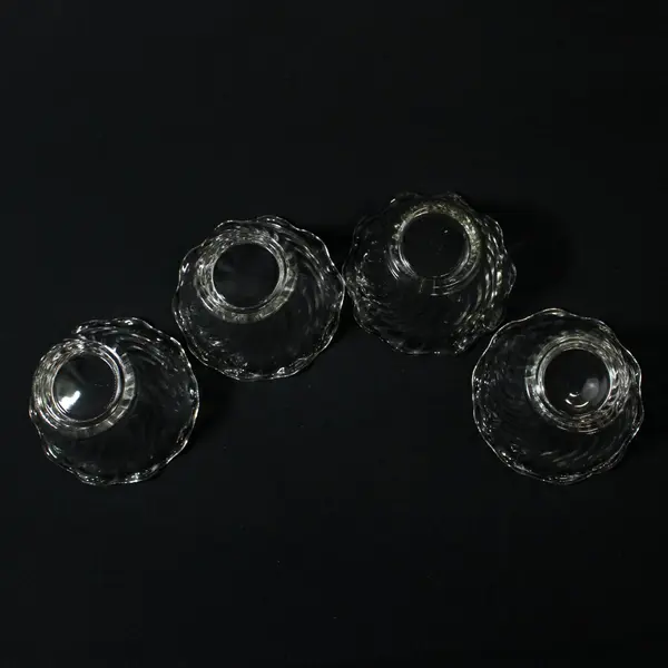 4 Anchor Hocking Clear Glass Spiral Custard Dessert Bowls With Ruffled Rim 4"