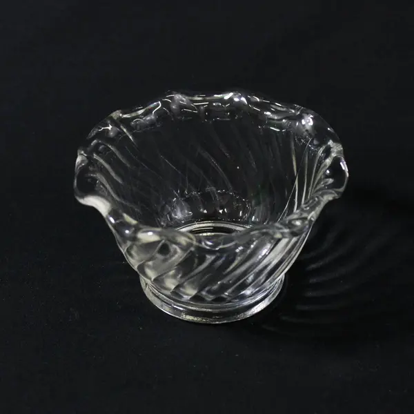 4 Anchor Hocking Clear Glass Spiral Custard Dessert Bowls With Ruffled Rim 4"
