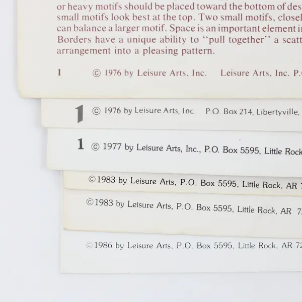 Lot of 6 Vintage Leisure Arts Needlecraft Leaflets 67,74,107,260,278,452 1976-86