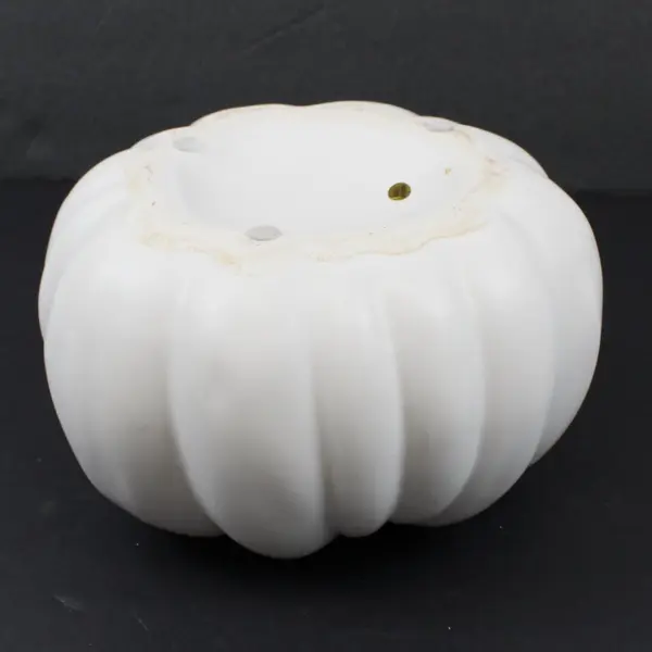 White Ceramic Pumpkin Planter Flower Pot Ribbed Round