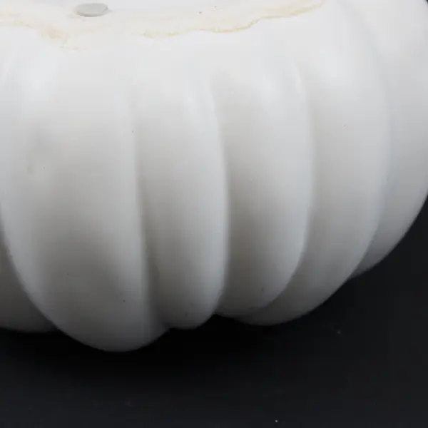 White Ceramic Pumpkin Planter Flower Pot Ribbed Round
