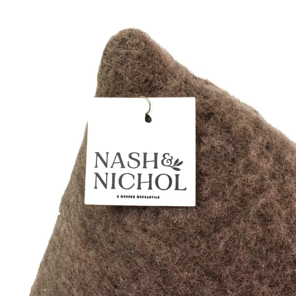 Nash & Nichol Brown Brushed Wool Blend Throw Pillow 17x17 MPN 12311