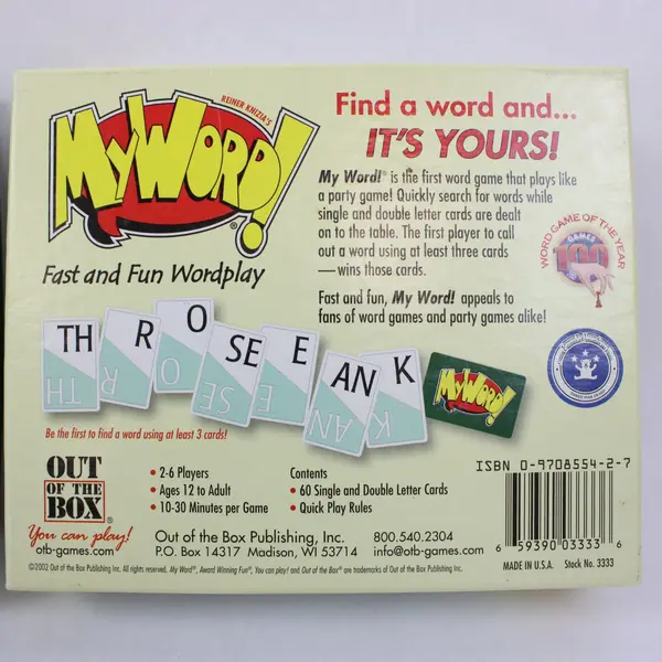 My Word! Card Game Out of the Box Publishing Letter Cards Instructions