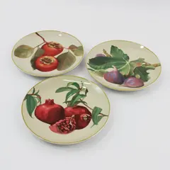 Set of 3 Harry And David Ceramic Snack Dessert Plates 6.5" Fruit Pattern