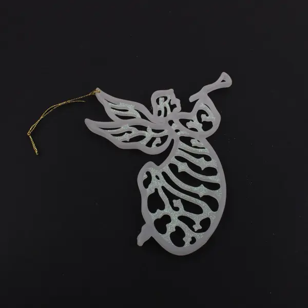 White Acrylic Laser Cut Angel Christmas Tree Ornament 5 Inch